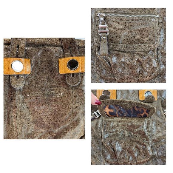 B.Makowsky brown metallic leather tote bag satchel - Picture 3 of 15